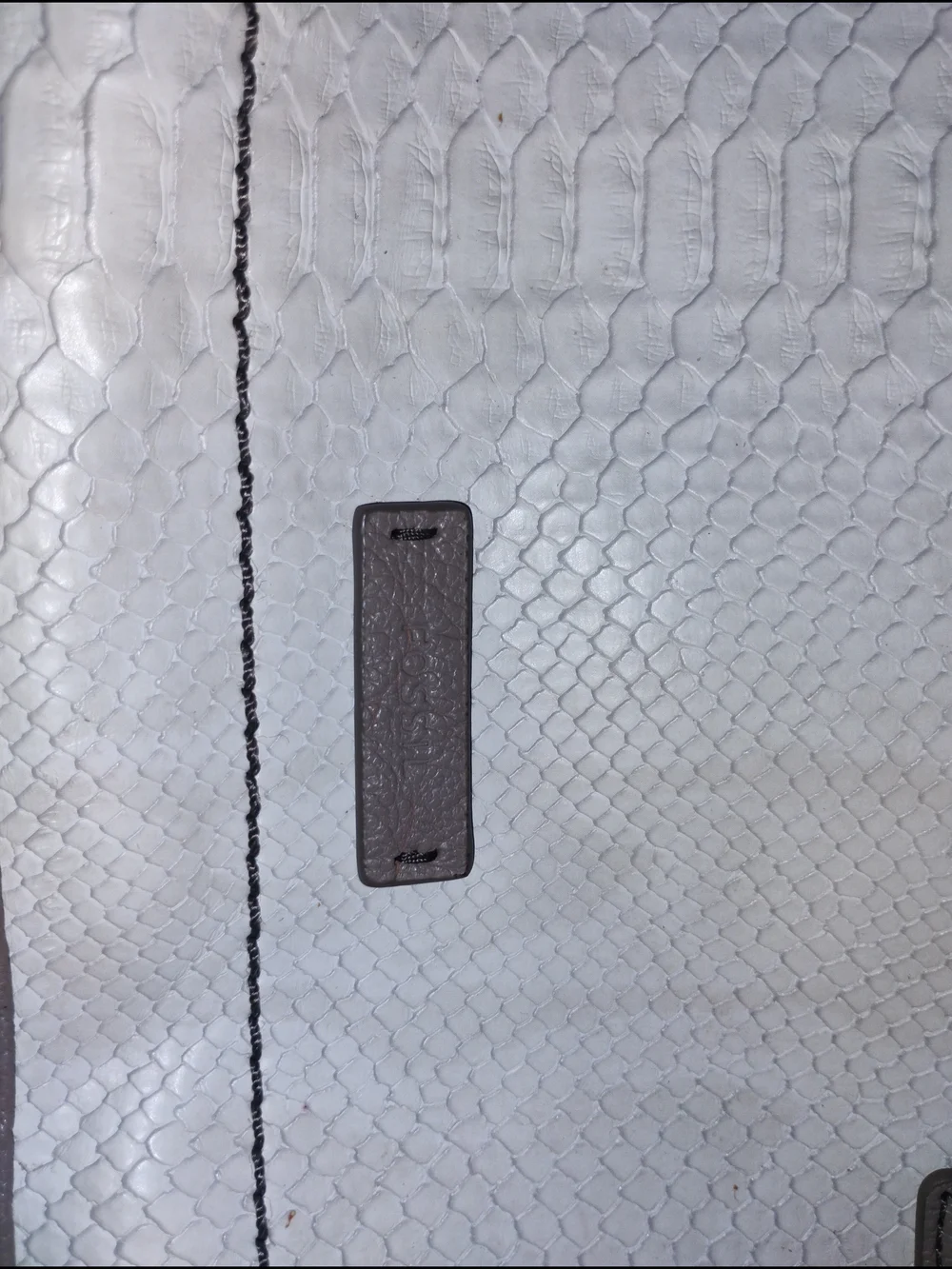 Fossil Cream and Taupe Snake Textured Satchel